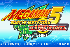 Mega Man Battle Network 5 Team Colonel title screen for GameBoy Advance